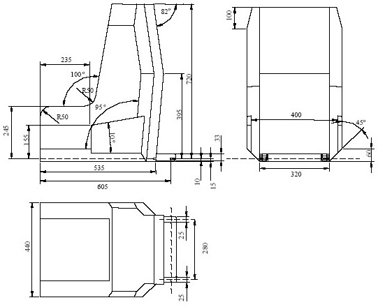 Diagram showing Side, Back and Top Views of Child Restraint Fixture with measurements and description