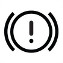Symbol showing, in contour, between parentheses, a circle containing an exclamation mark.