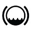 Symbol showing, in contour, between parentheses, a circle whose lower third contains a liquid.