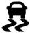Symbol showing, in silhouette, the back view of a car above two thick, squiggly, vertical lines.