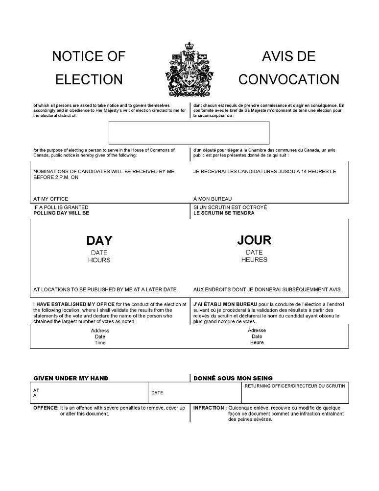 Notice of Election form