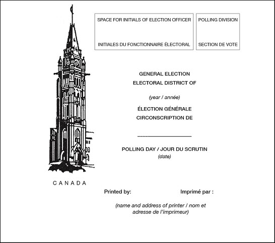 Back view of form of ballot paper