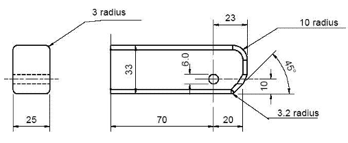 Diagram of Rear and Side View of Checking Device for Lower Connector System - Envelope Dimensions with measurements and specifications.